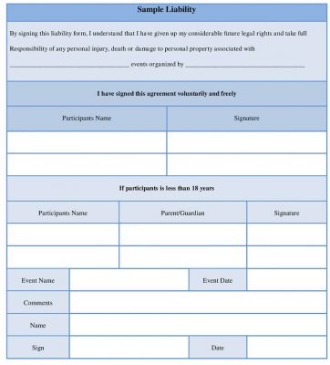 Sample Liability Form, Download Liability Form template word