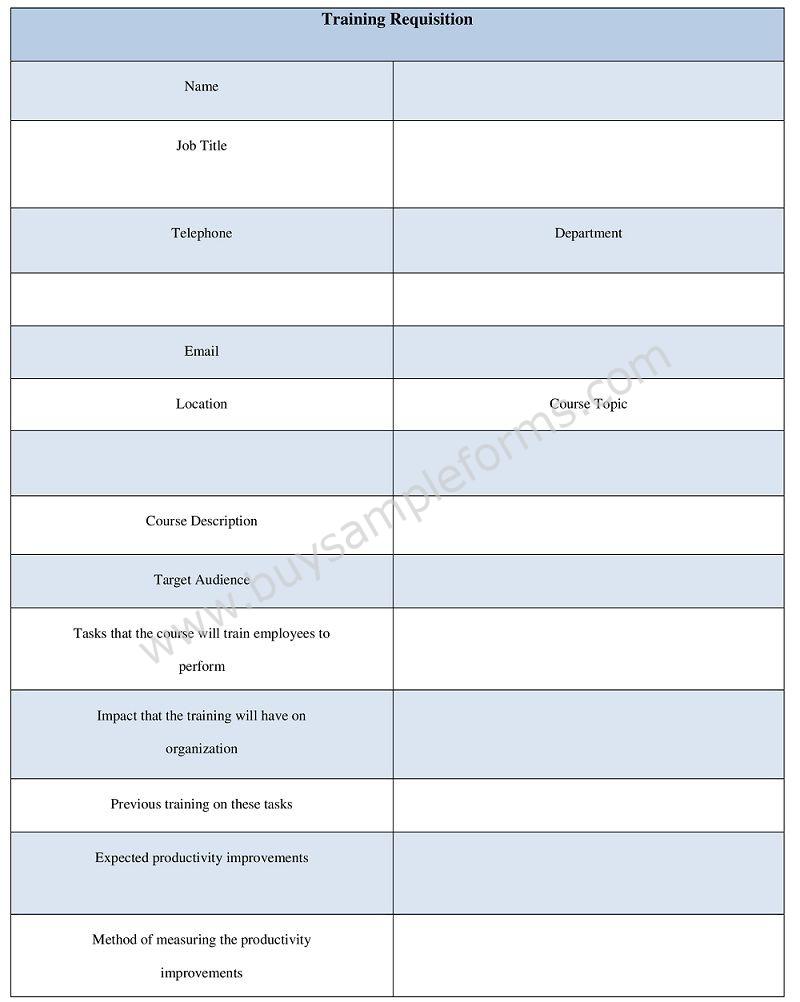 Employee Training Requisition Form Template Word - Sample Requisition Form