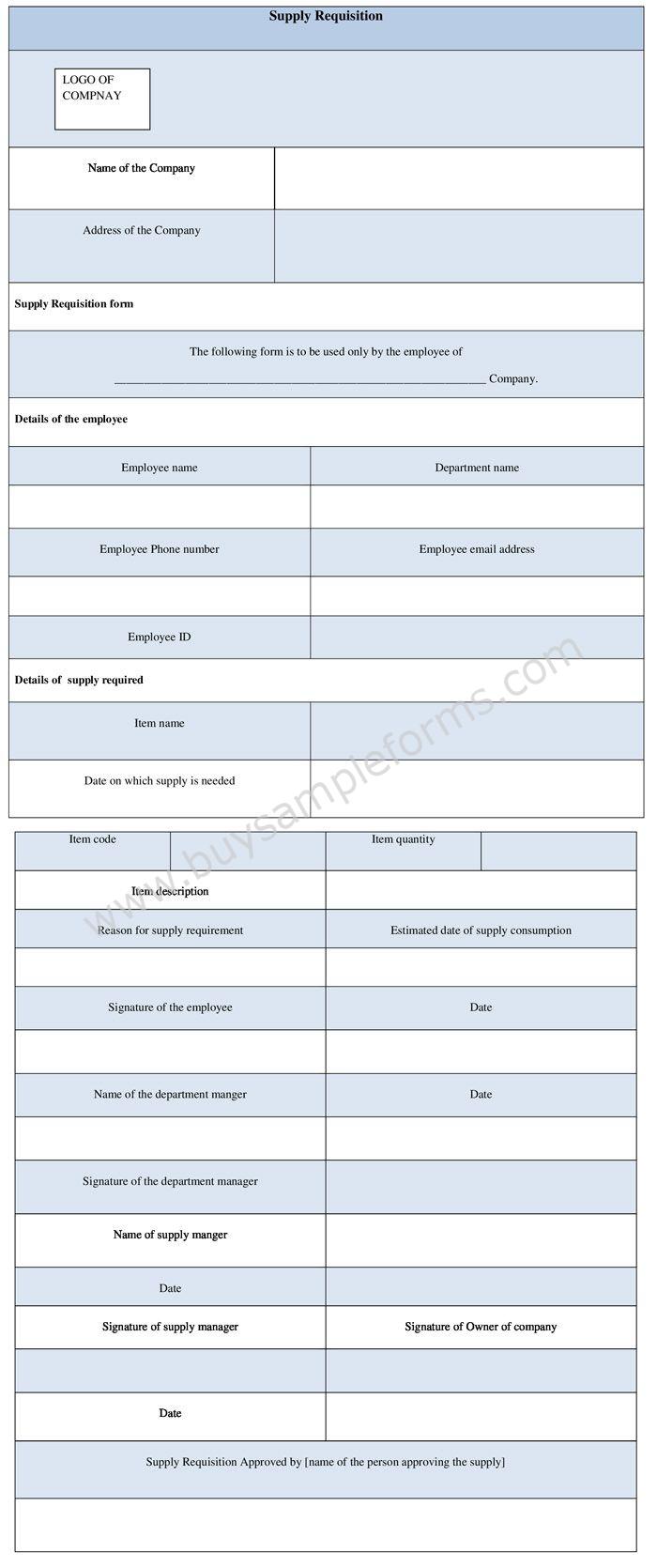 Supply Requisition Form Template Word DOC - office supply request form