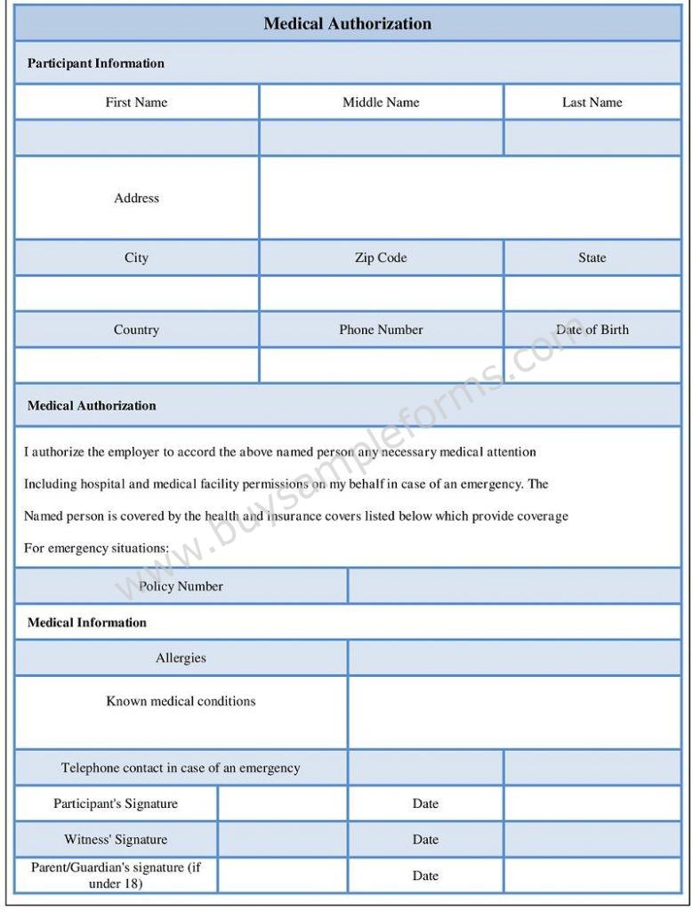 Medical Authorization Form Template