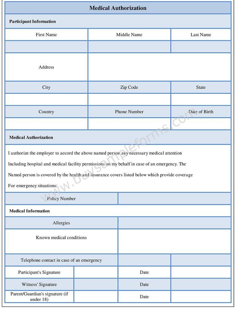 Medical Authorization Form Template