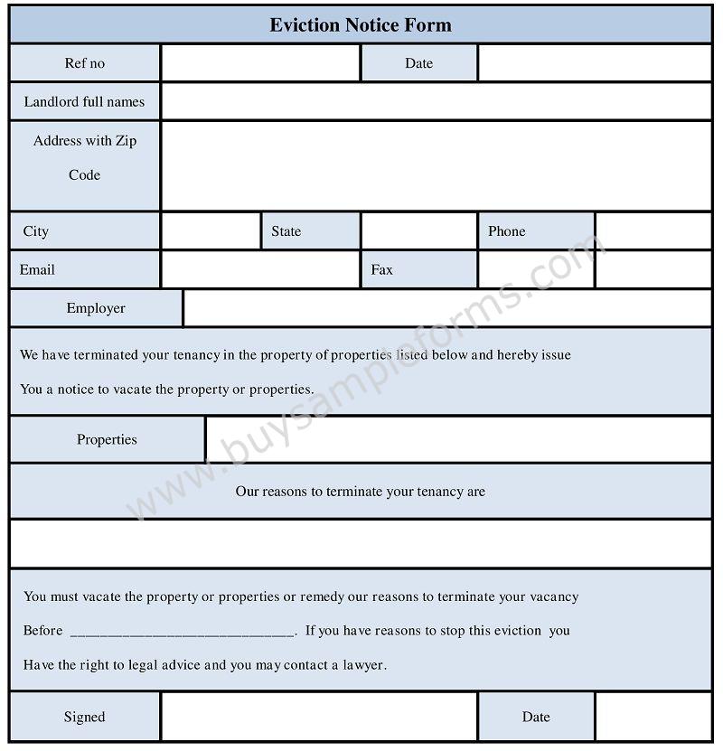 Sample Eviction Notice Form Template