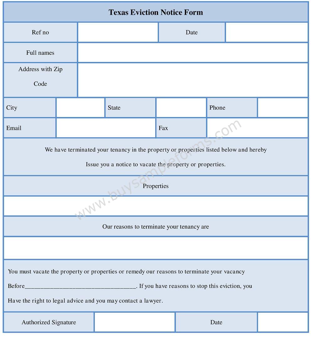 Texas Eviction Notice Form - Eviction Notice Template
