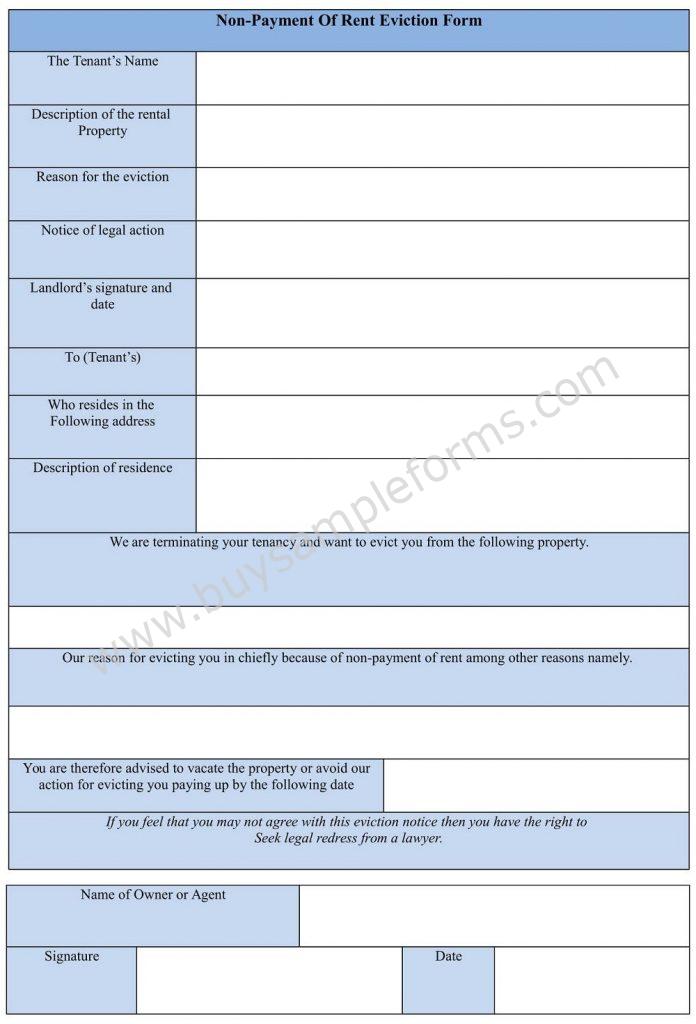 Non-Payment of Rent Eviction Form template
