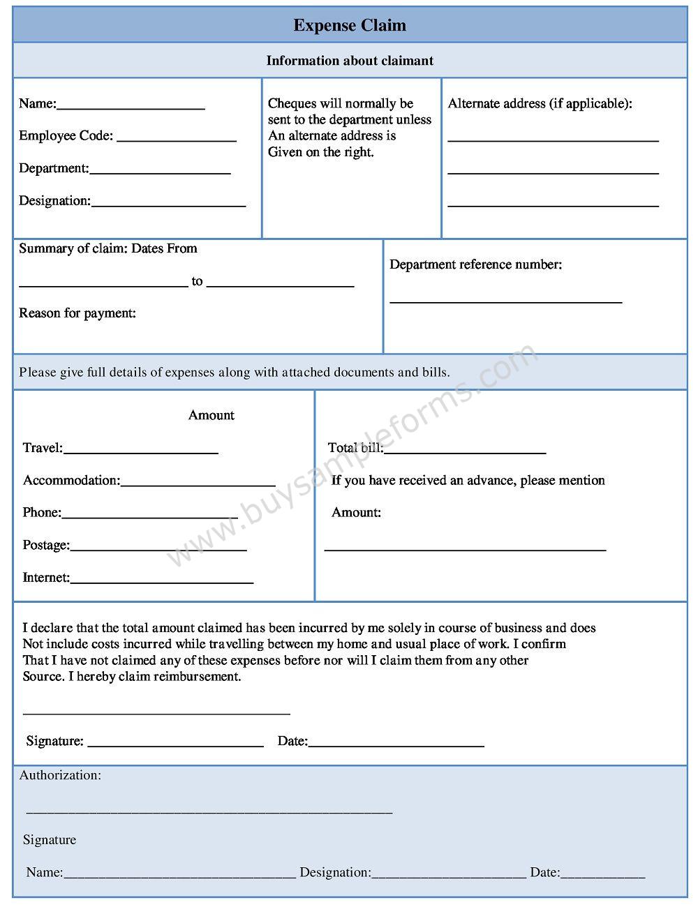 Expense Claim Form - Expense Form Template for Small Business