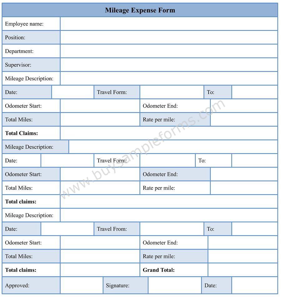 Mileage Expense Form Template Word - Expense Reimbursement Form