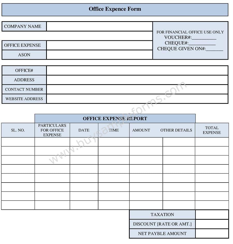 Office Expense Form Template, Expense Form Template