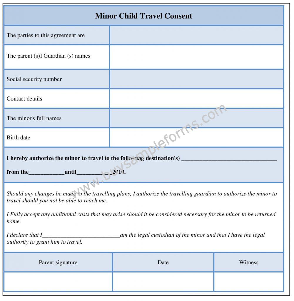 Minor Child Travel Consent Form - Sample Consent Template