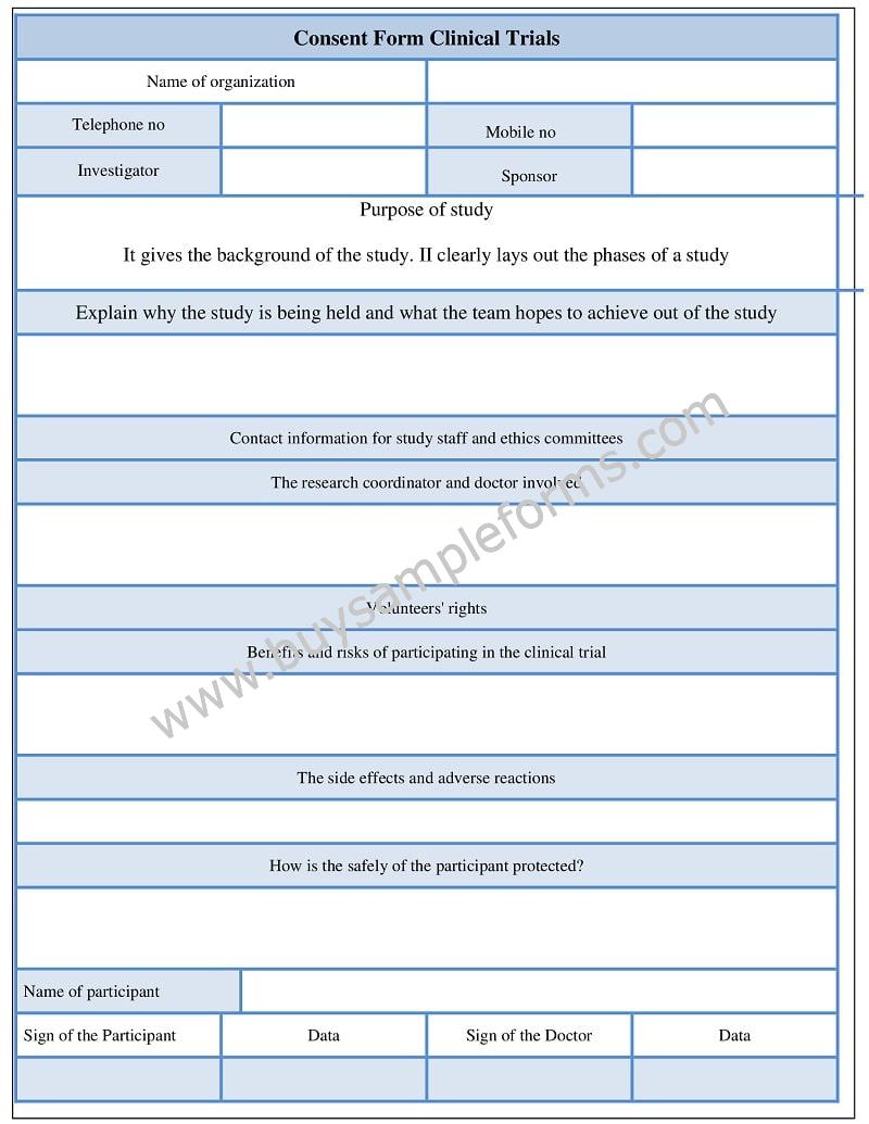 Informed Consent form Clinical Trials Template - Sample Consent form