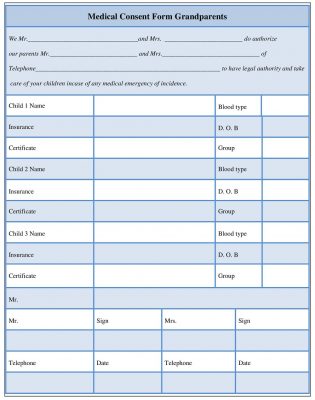 Printable Medical Consent Form Grandparents Template
