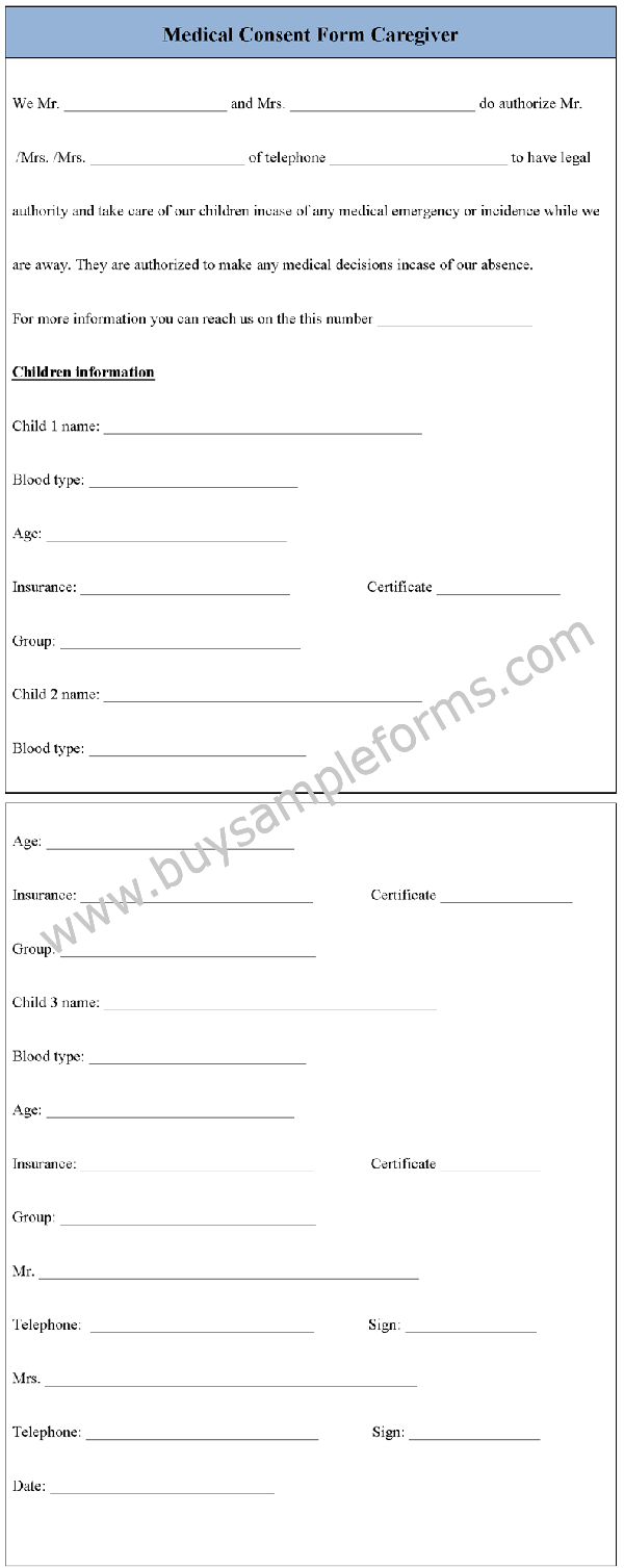 Medical Consent Form Caregiver Template - Consent Form