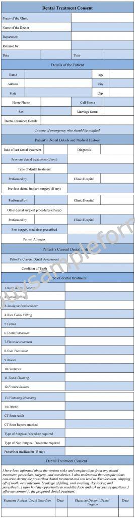 Dental Treatment Consent Form Template - Sample Consent Form