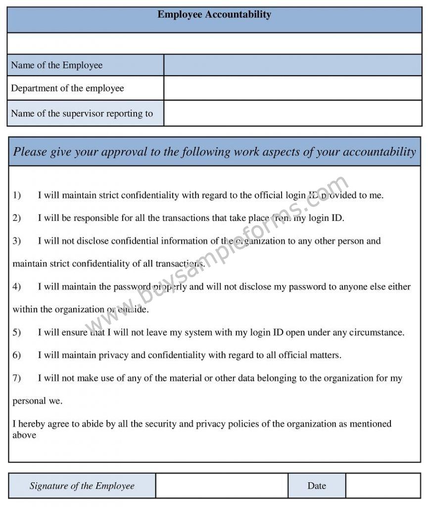 Sample Employee Accountability Form Template