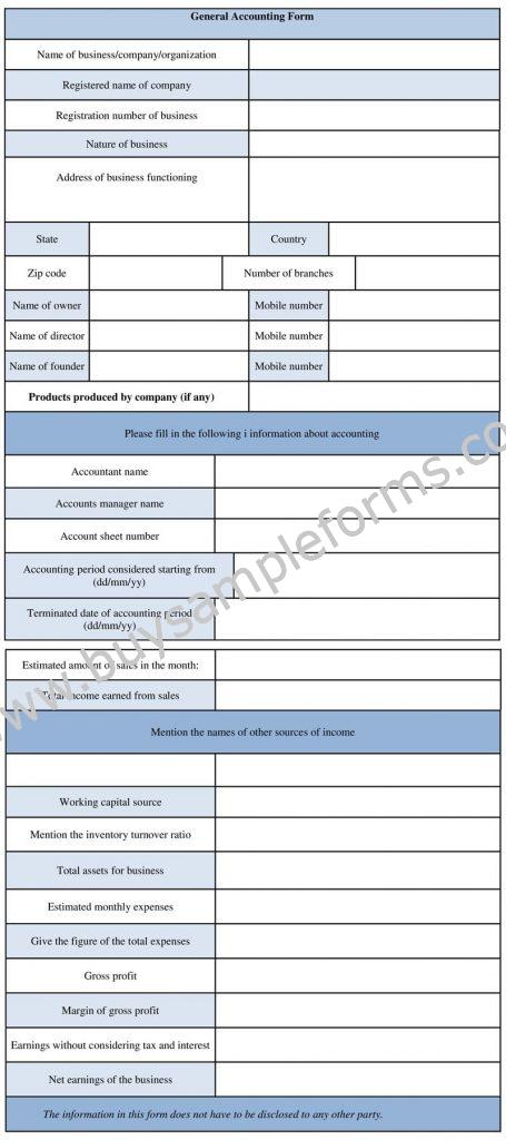 Basic Accounting Form.pdf Printable General Accounting Form Template in Word/PDF