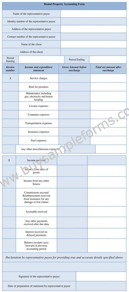 Printable Representative Payee Accounting Form Template Online