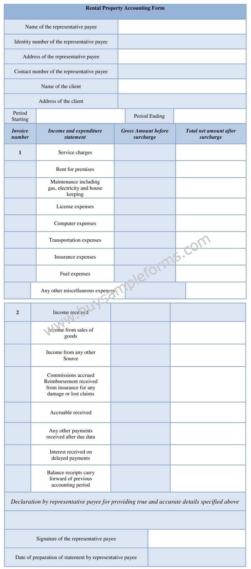Printable Representative Payee Accounting Form Template Online