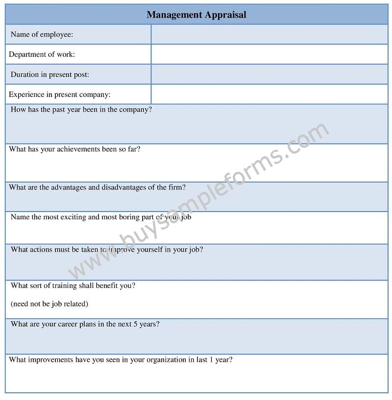 Management Appraisal Form Template, Management Performance Appraisal Form Sample Doc