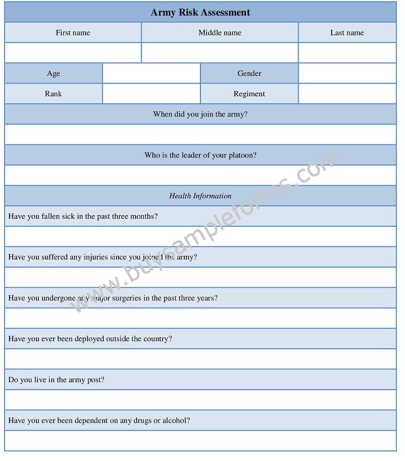 Army Risk Assessment Form Sample, Example, Word Template