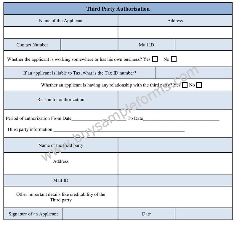 Third Party Authorization form Sample, Authorization Form Template