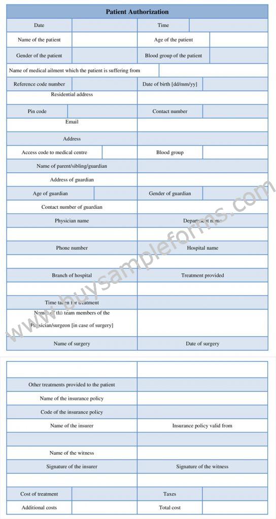 Patient Authorization Form Template Word