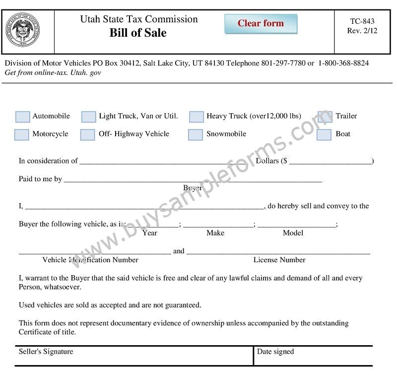 Sample Bill of Sale Word Format, Bill of Sale Example, Template