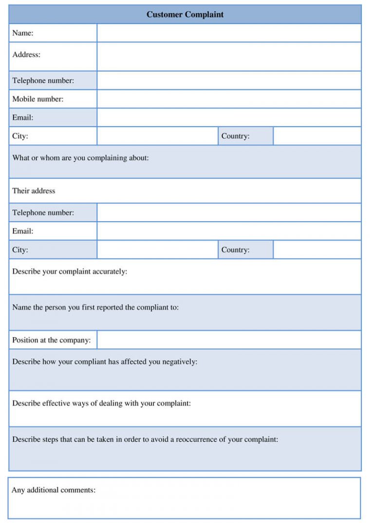Printable Customer Complaint Form Online Word Doc Template printable-customer-complaint-form-online-word-doc-template