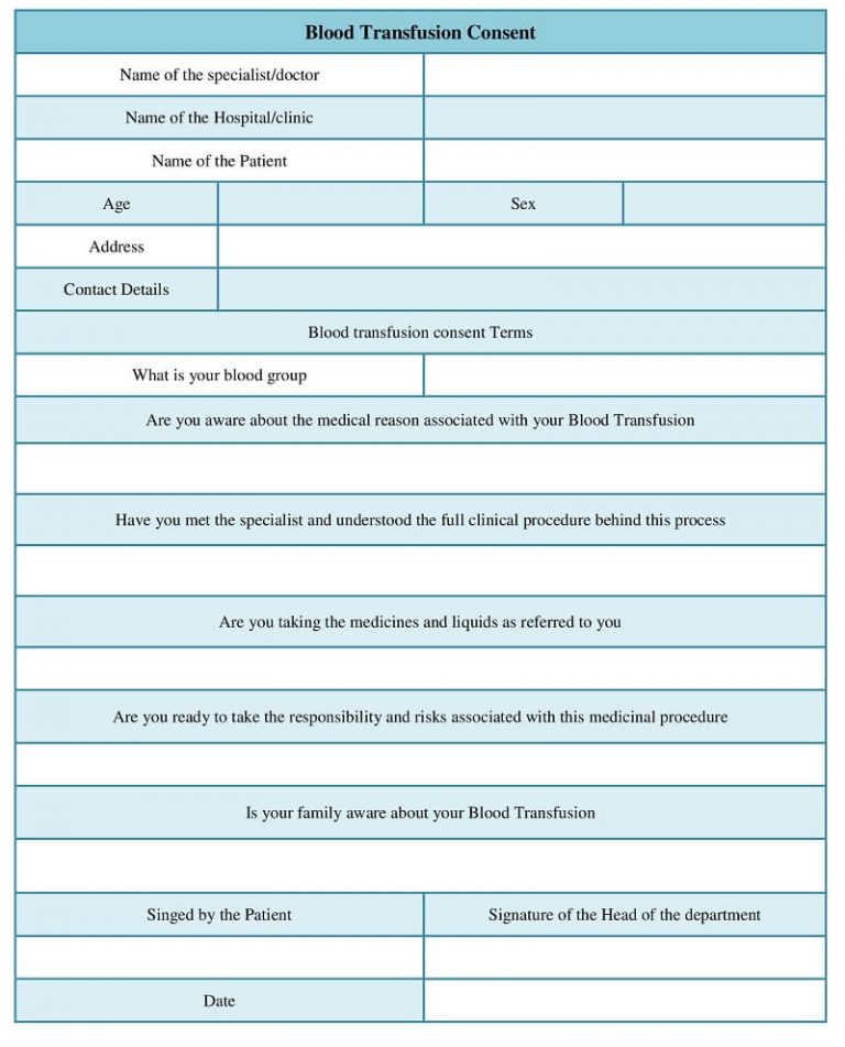 Blood Transfusion Consent Template Archives Sample Forms