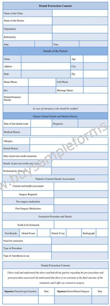 Dental Extraction Consent Form Template Tooth Extraction