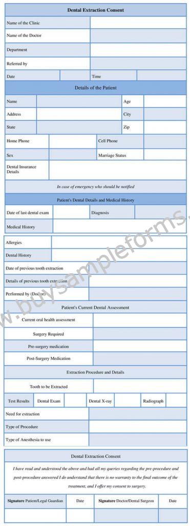 Tooth Extraction Request Examples Printable Dental Extraction Consent Form - Printable Forms Free Online
