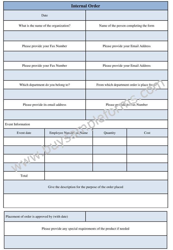 internal order form template, sample form