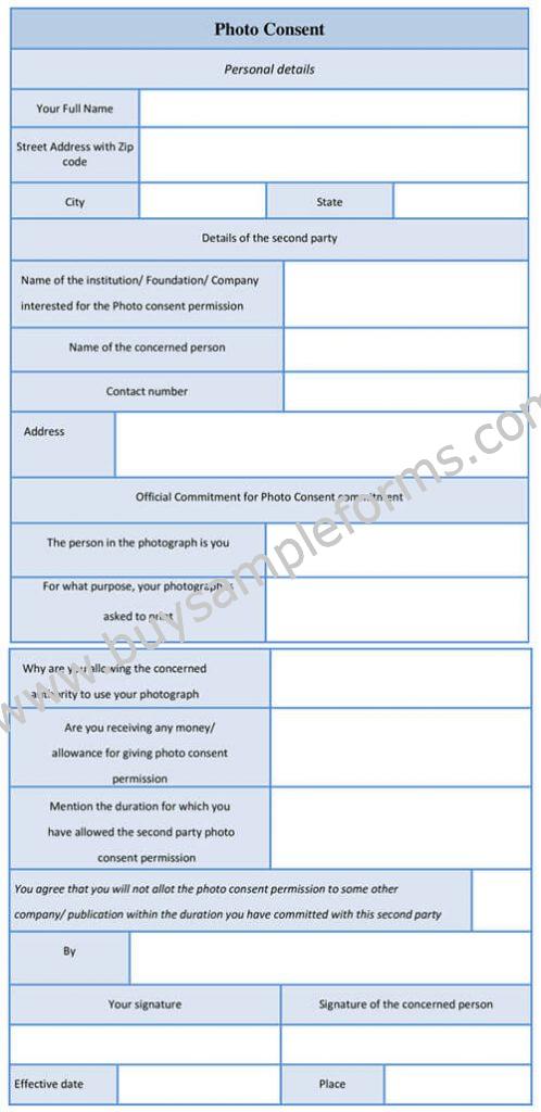 Sample Photo Consent Form - Photography Word Template