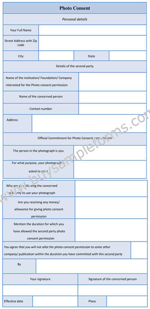 Sample photo consent form template