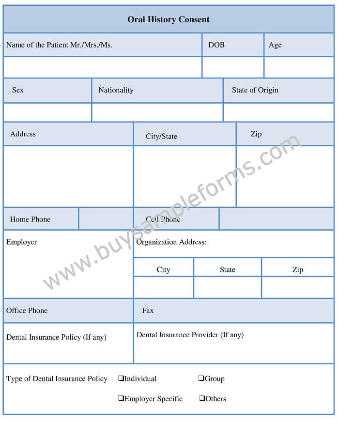 Sample Oral History Consent Form Template