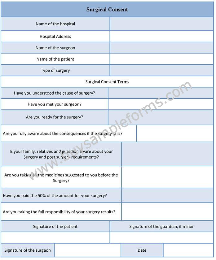Surgical Consent Form Template, Example