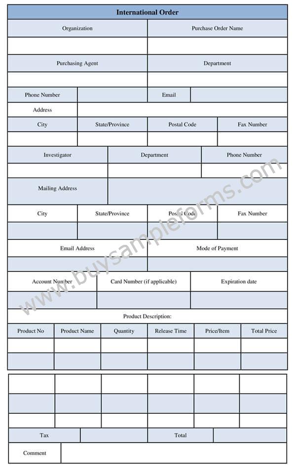 Ih Form Example International Order Form Template | Online Order Form Word