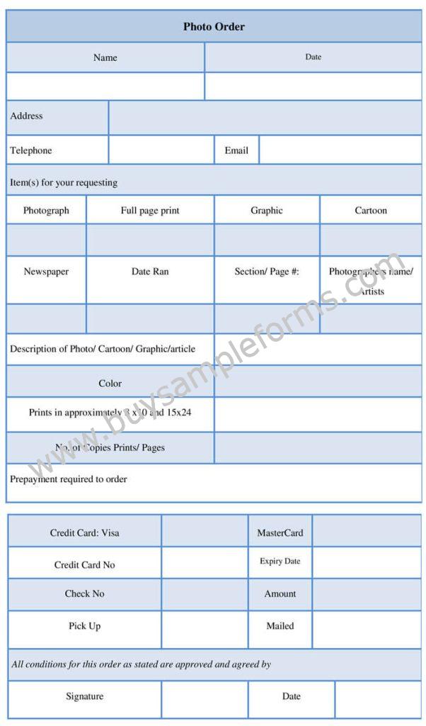 Photo Order Form, Photography Order Form Template 