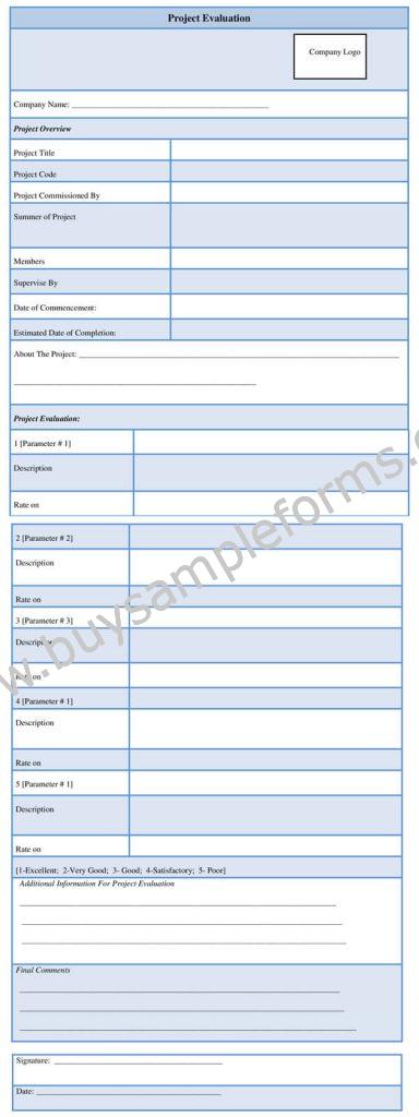 Project Evaluation Form Template Word