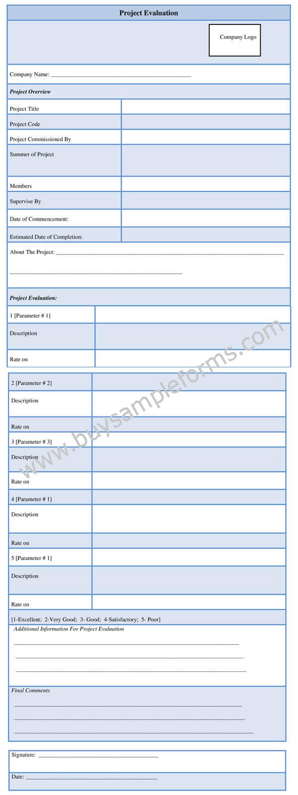 Project Evaluation Form Template Word