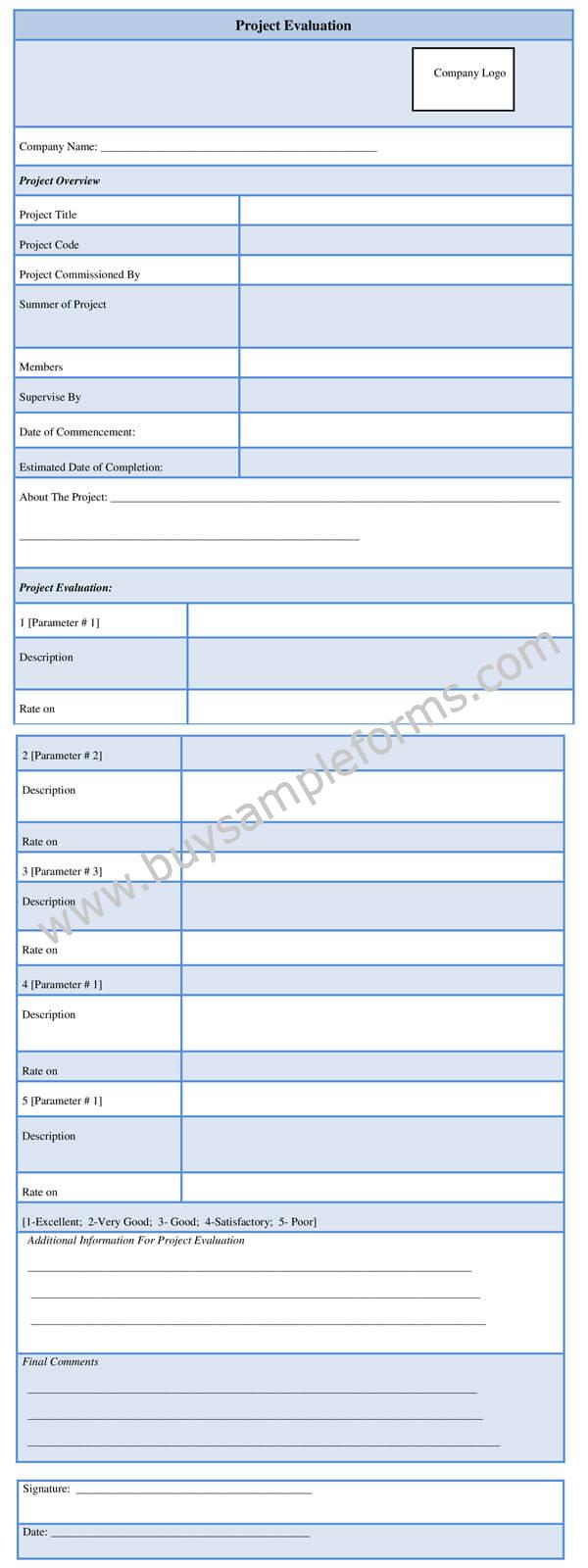 Project Evaluation Form Template - Sample, Example in Word