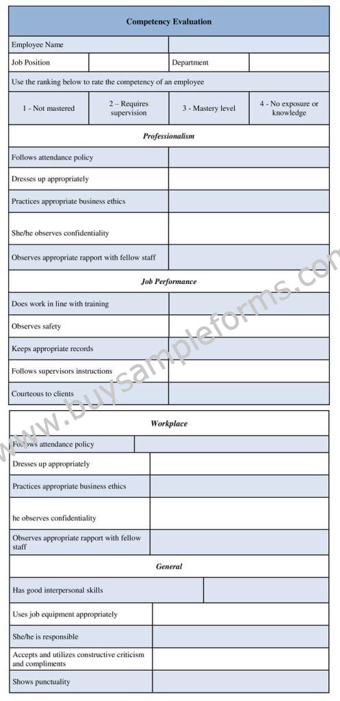 competency evaluation form template