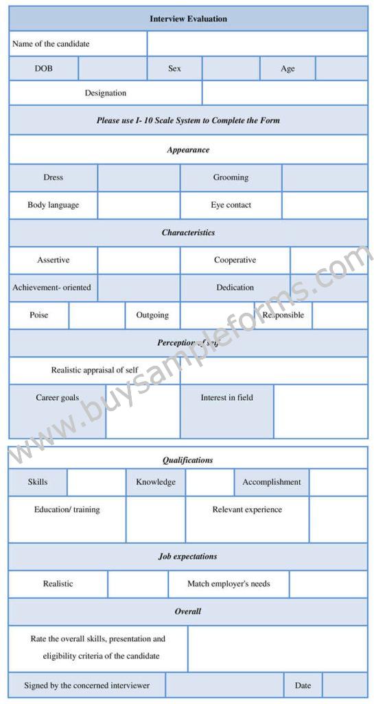 Competency Based Interview Evaluation Form Interview Evaluation Form Template, Example & Sample