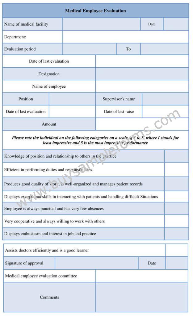 Medical Employee Evaluation Form Template 