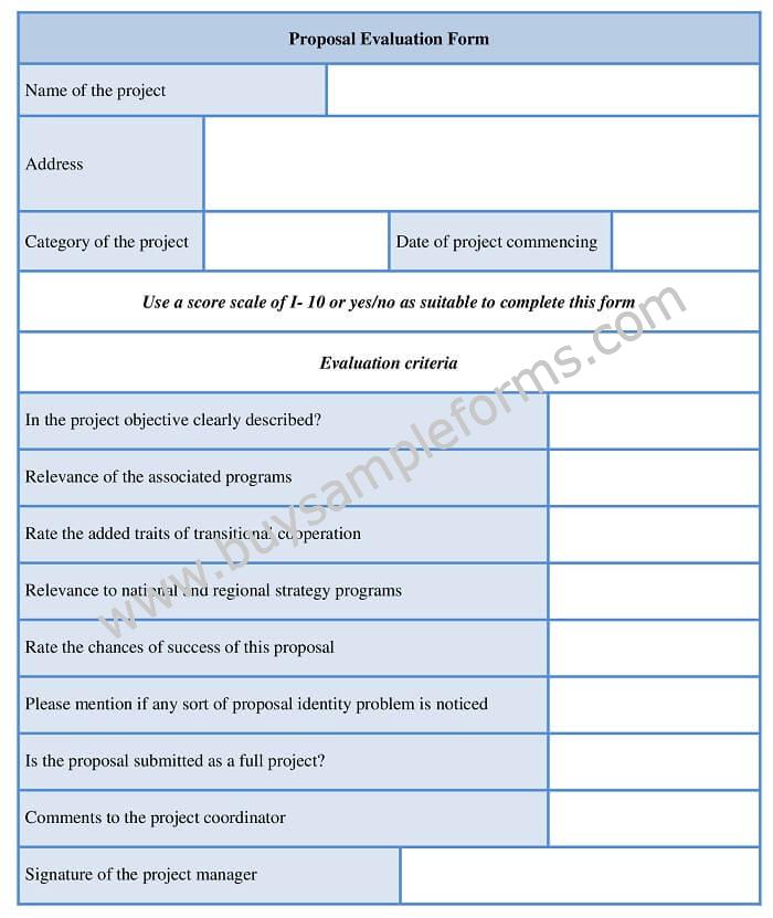 Proposal Evaluation Form Template Format