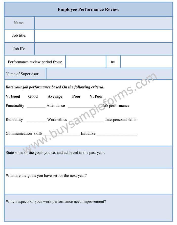 Employee Performance Review Form Template