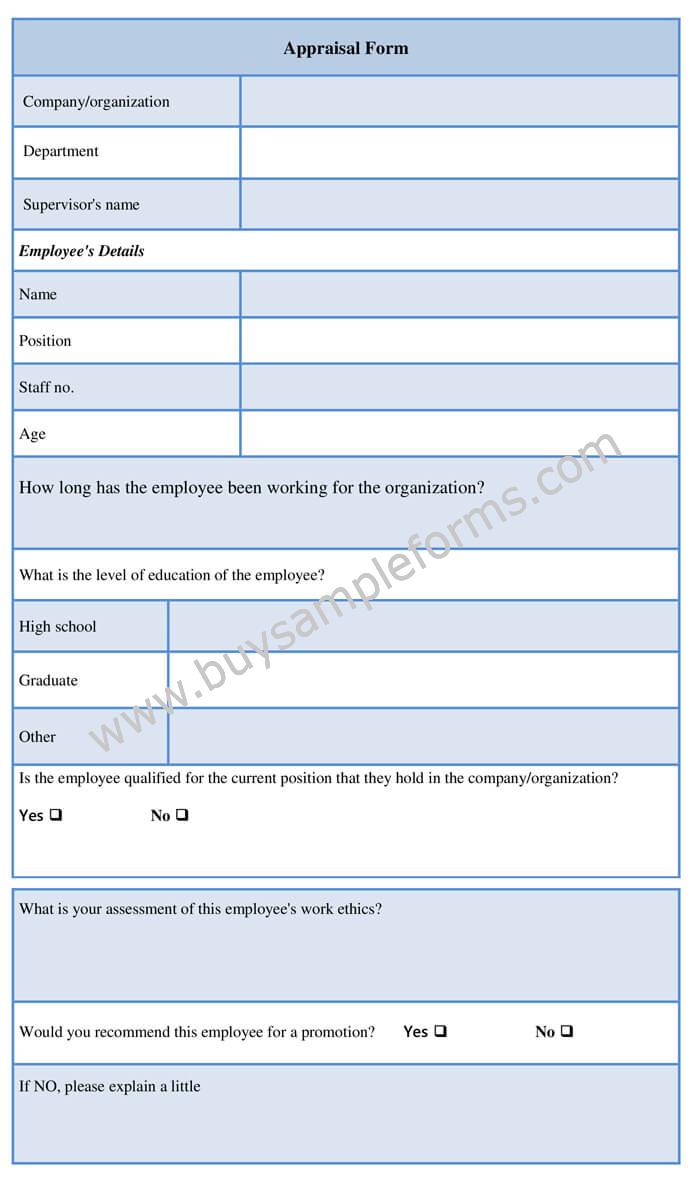 Appraisal form Template