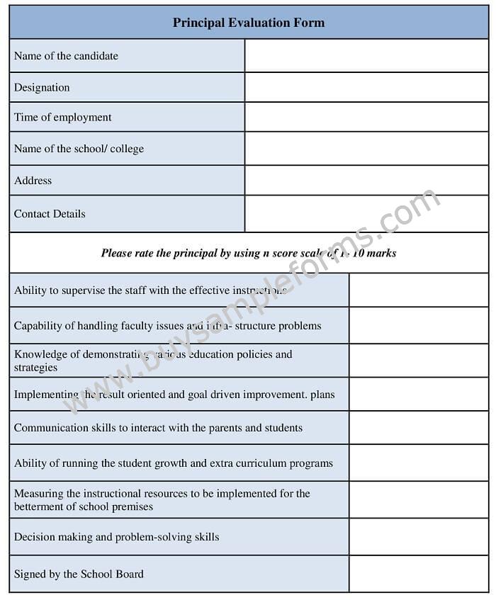 Principal Evaluation Form Template