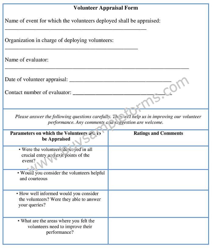 Volunteer Evaluation Form Template