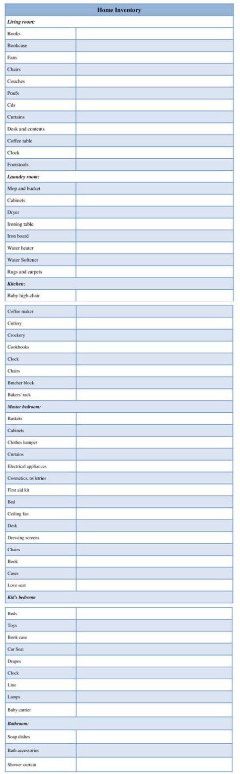Printable Home Inventory Form Template For Word Doc Printable Home Inventory Form Template For Word Doc
