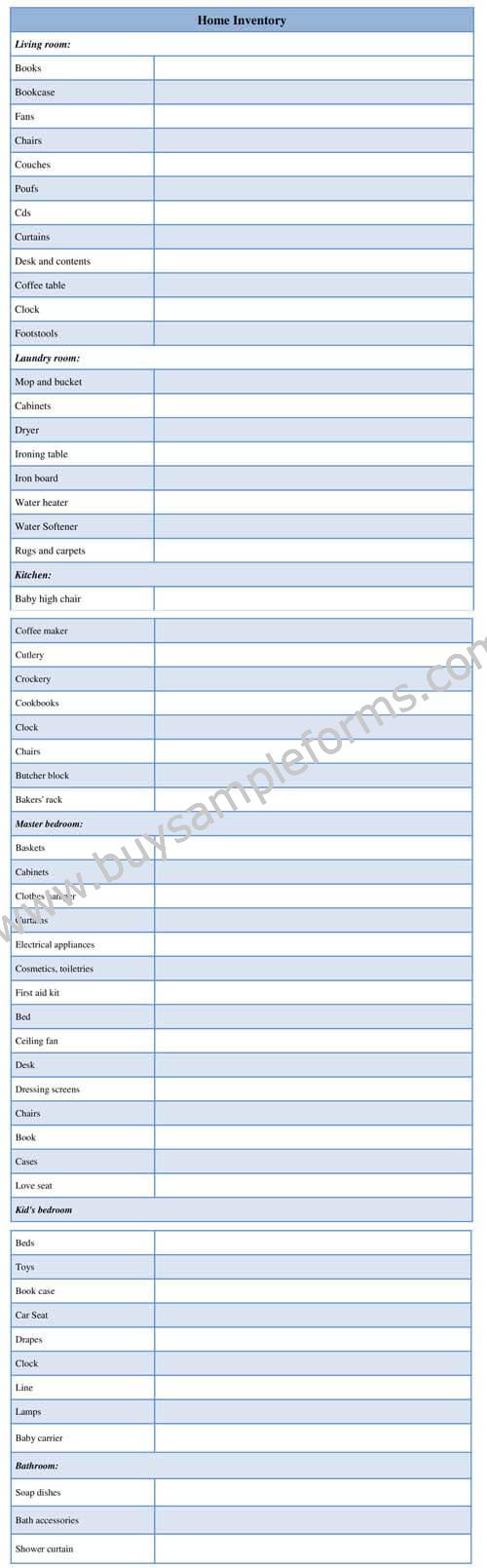 Printable Home Inventory Form Template For Word Doc Printable Home Inventory Form Template For Word Doc