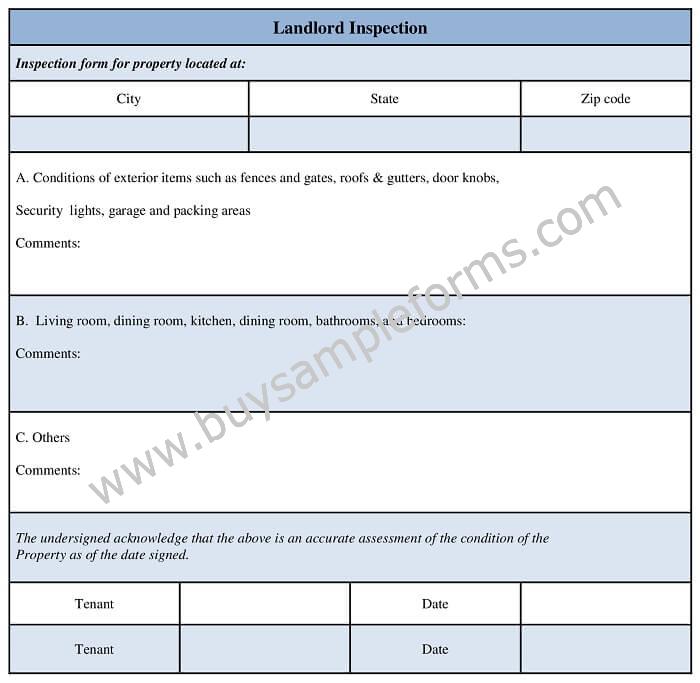 Detailed Rental Inspection Form Landlord Inspection Form - Word Form Template
